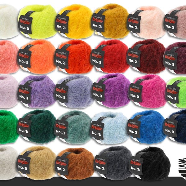 Lana Grossa 25 g Brigitte No. 3 mohair blend mohair virgin wool polyamide 29 colors