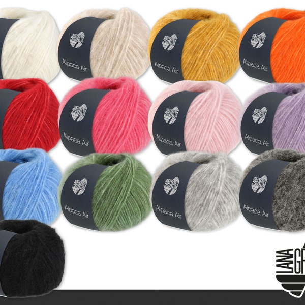 Lana Grossa 5 x 50 g Alpaca Air Wolle Garn Stricken Häkeln Alpaka Schurwolle Merino Schlauchgarn flauschig 13 Farben