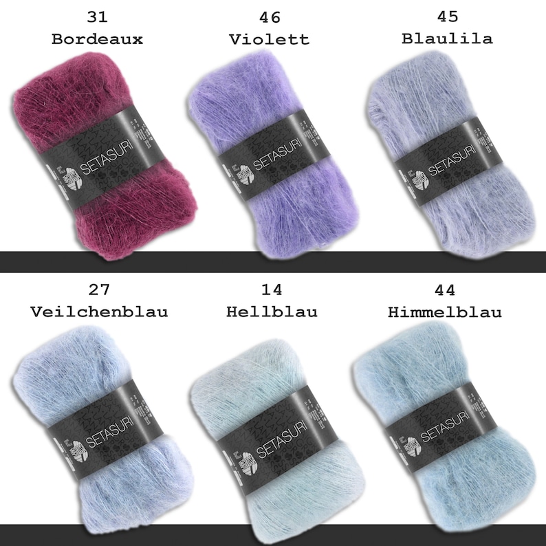 Lana Grossa 25 g Setasuri Wool Alpaca Silk Lace Yarn Fluffy Soft Crochet Knitting 45 Colors image 5