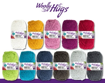 Woolly Hugs 3 x 50 g Frottee mit Anleitungen zum Häkeln und Stricken auf der Banderole Baumwolle Abschminkpad Waschlappen