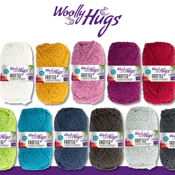 Woolly Hugs 50 g Frottee mit Anleitungen zum Häkeln und Stricken auf der Banderole Baumwolle Abschminkpad Waschlappen