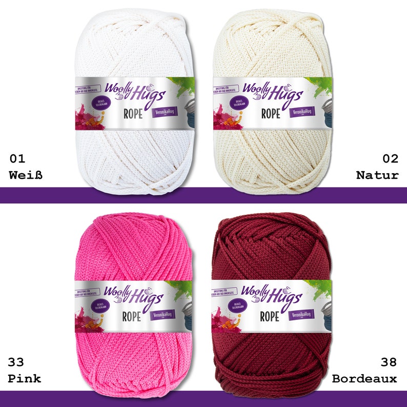 Woolly Hugs 200g Rope Polyester Textile Yarn Wool Bag With Instructions 13 Colours image 2