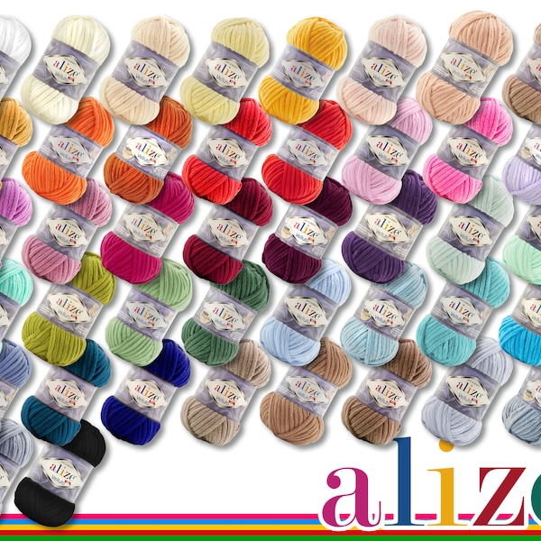 Alize 100 g Velluto fil de laine chenille velouté moelleux câlin bébé 42 couleurs