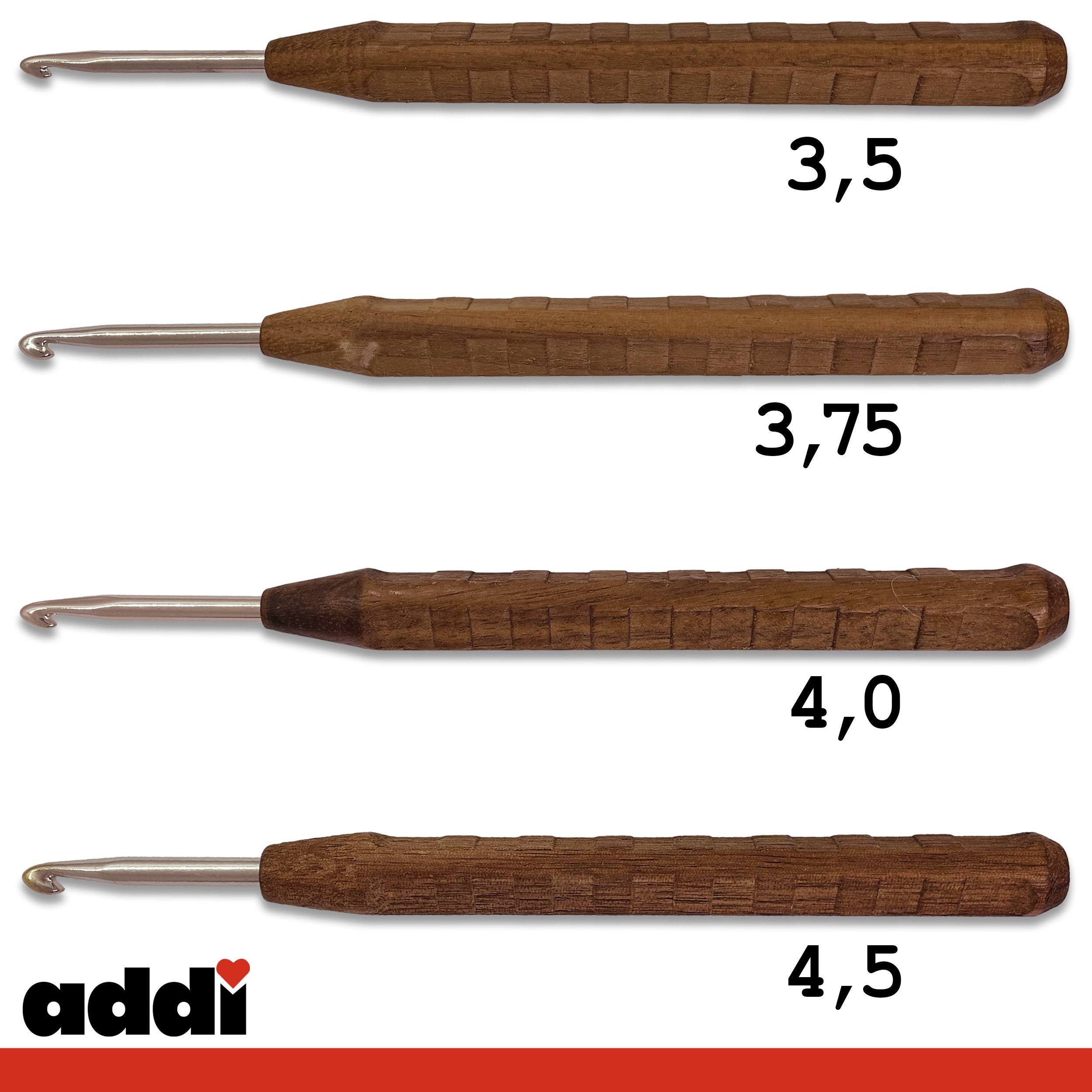 Addi Nature Walnut Novel Wool Crochet Hook Lightweight Ergonomic Handle ...