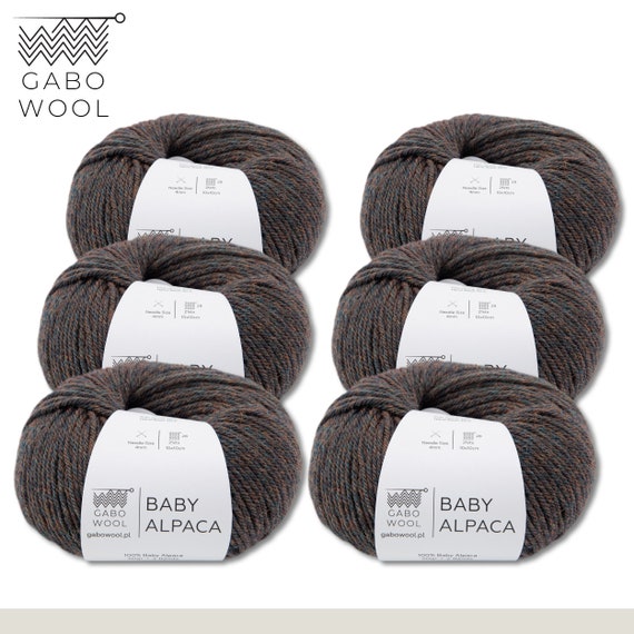Gabo Wool 6 x 50 g Baby Alpaca Blue-Brown Mottled (M4408) Exclusive Quality