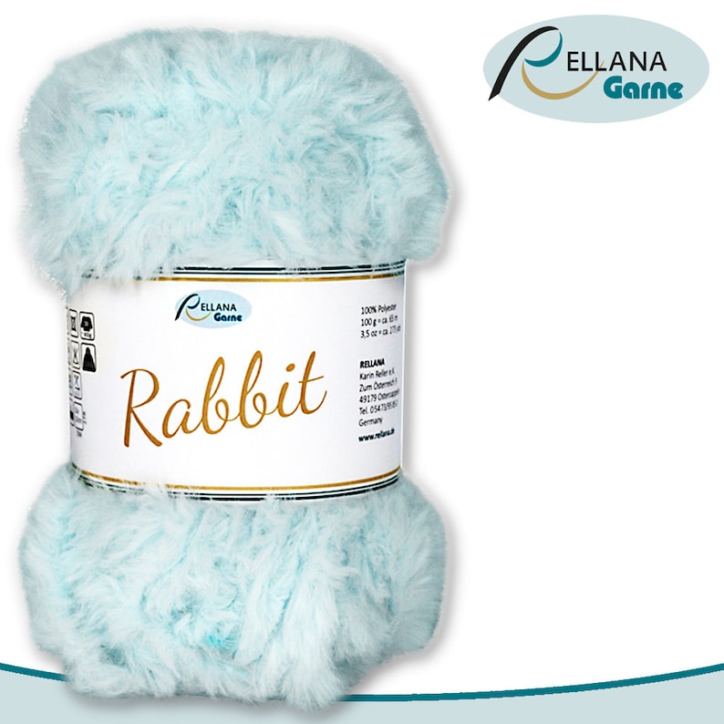 Rellana 100 g Rabbit Wool Chenille Wool Effect Wool Plush Yarn Cuddly Wool Yarn Fluffy Amigurumi 8 Colors 11 | Hellblau