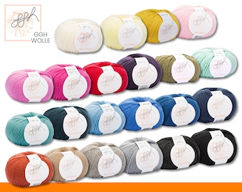 ggh 5 x 50 g Wollywash Virgin Wool Superwash Basic Yarn Washable 22 Colors