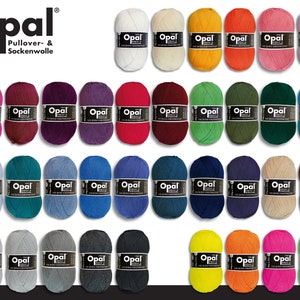 Opal 100 g plain 4-ply sock yarn, felt-free, machine washable, knitting, crocheting yarn, 35 colors image 1