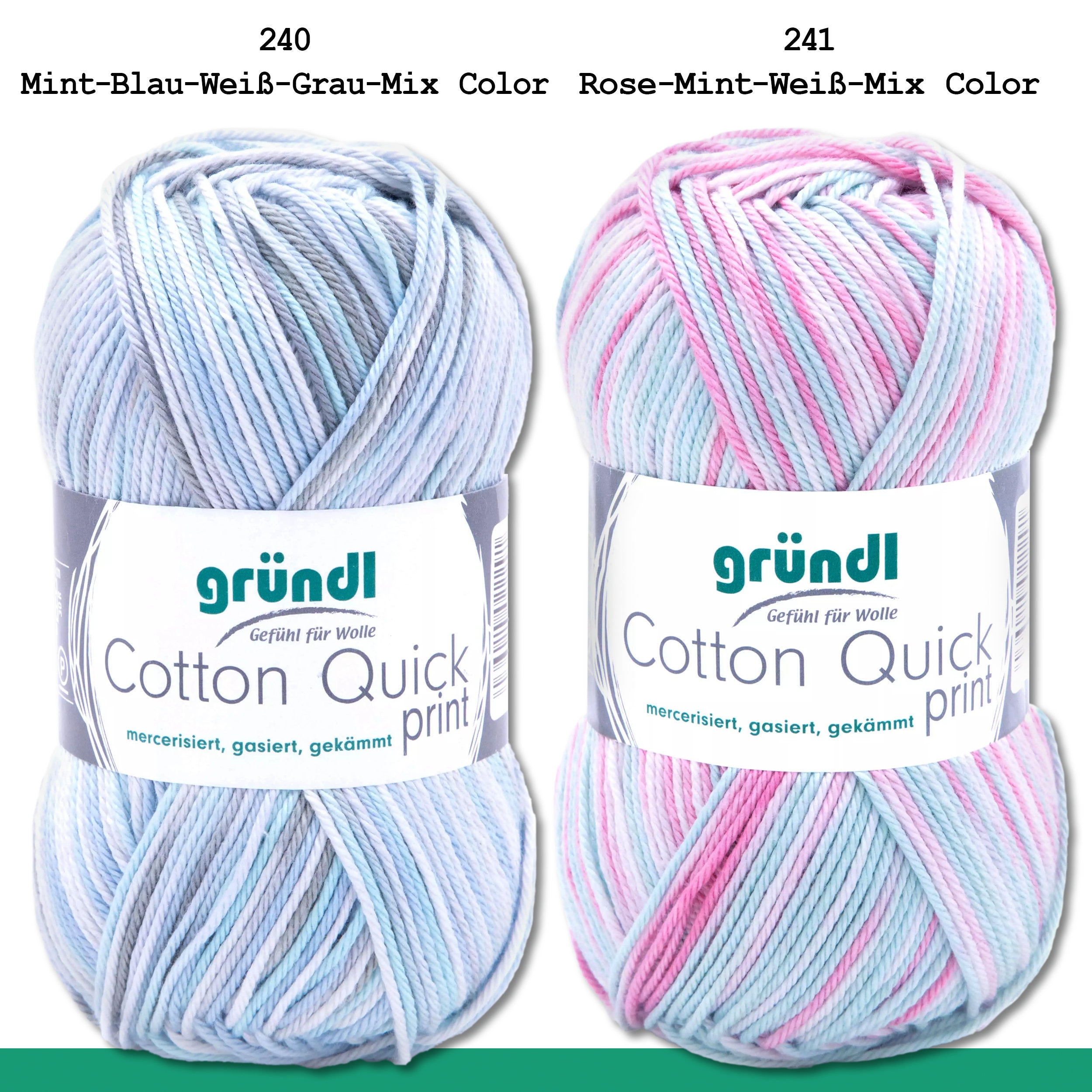 Gründl 50 G Cotton Quick Print Cotton Summer Wool Yarn Crochet Knitting 16  Colors 