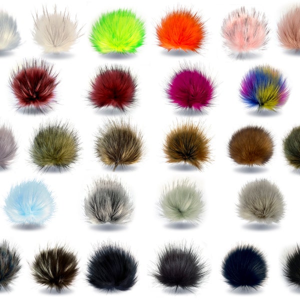 Pompon Fausse Fourrure Taille 6cm - 13 Couleurs Au Choix (Bleu