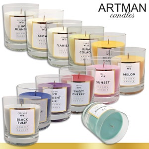 250 g scented candle in a glass | 12 different scents to choose from | Scented wax candle with a burning time of 114 hours