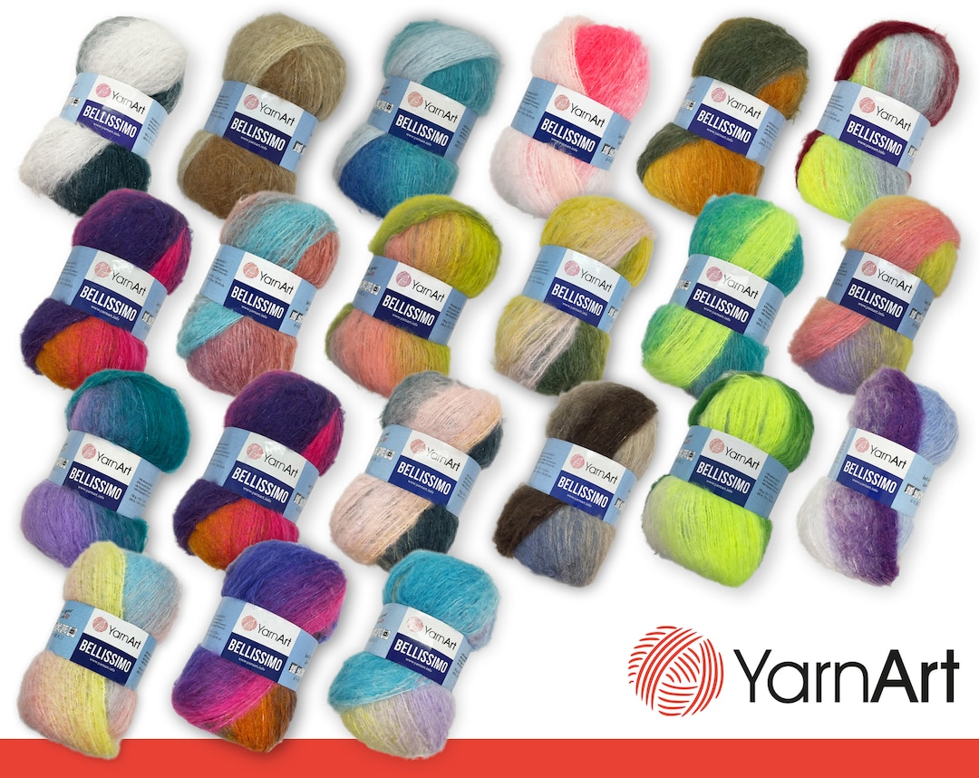 YARNART BELLISSIMO Fluffy Mohair Yarn Multicolor Crochet -  in 2023