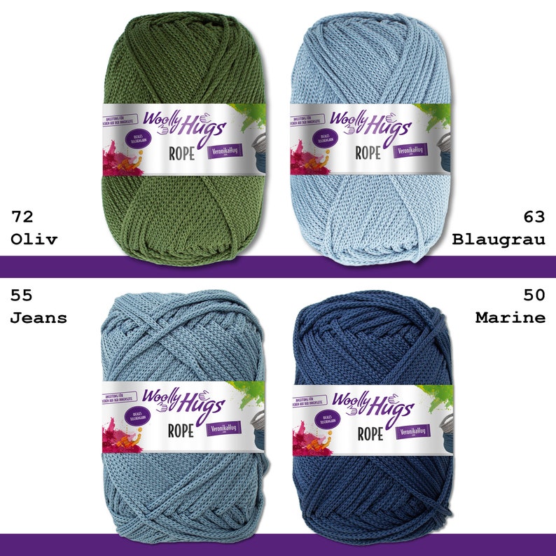Woolly Hugs 200 g Rope Polyester Textilgarn Wolle Tasche mit Anleitung 13 Farben Bild 3
