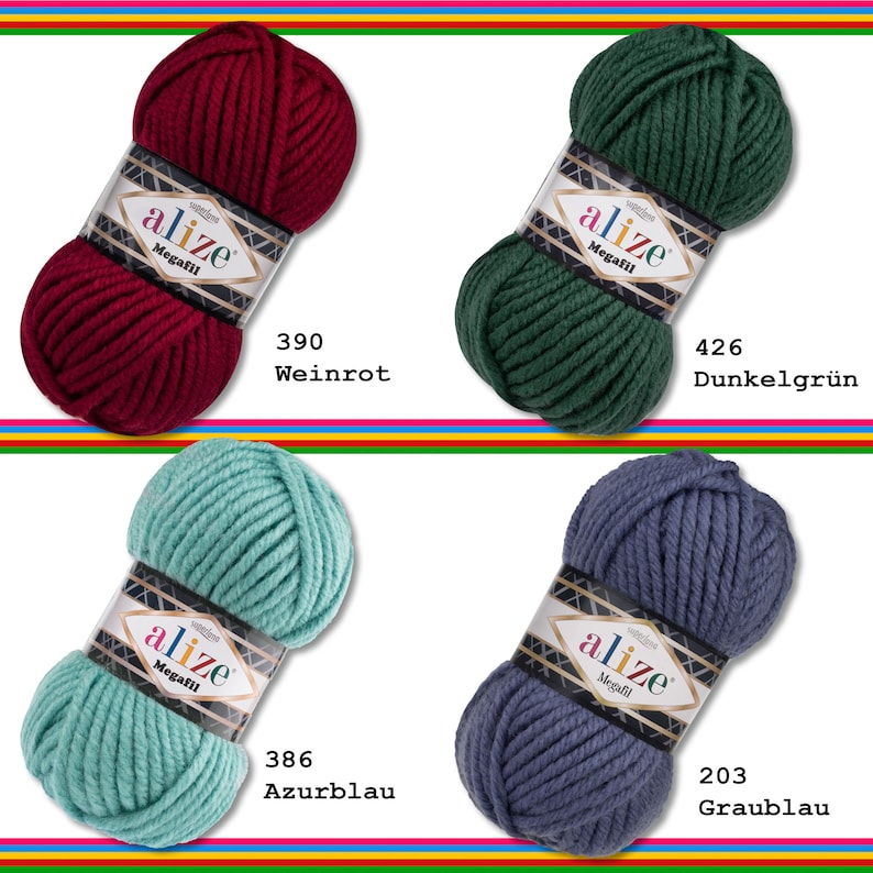 Alaze Label Alize 100 G Superlana Megafil Mega Thick Wool for Crochet and Knitting ...