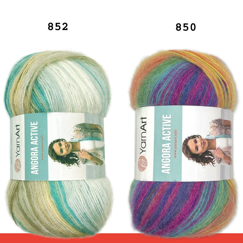 YarnArt 100 g Angora Active Knitting Filato di lana all'uncinetto Mohair sfumato 14 colori immagine 3