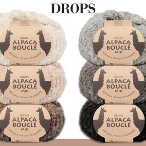 Drops 6 x 50 g Alpaca Bouclé Effect Yarn Baby Yarn Alpaca Crochet Knitting 6 Colors