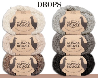 Drops 50 g Alpaca Bouclé Effect Yarn Baby Yarn Alpaca Crochet Knitting 6 Colors