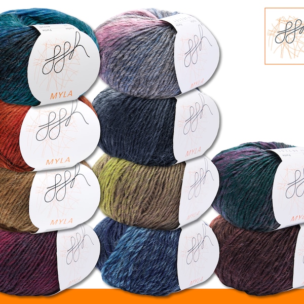 ggh 50 g Myla Naturgarn  Wolle  mit Farbverlauf 10 Farben zur Auswahl Top Qualität Stricken Häkeln