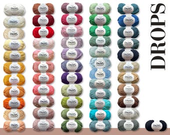 Drops 50 g Paris Cotton Wool Yarn Summer Yarn Baby Yarn Basic Yarn Oeko-Tex Standard 100 Knitting Crochet 57 Colors