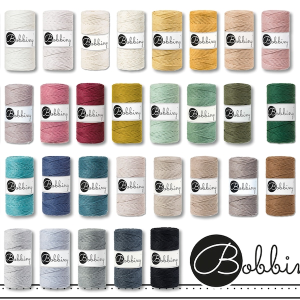 Bobbiny 10 meters macrame cord Ø 3 mm cord sold by the meter 36 colors