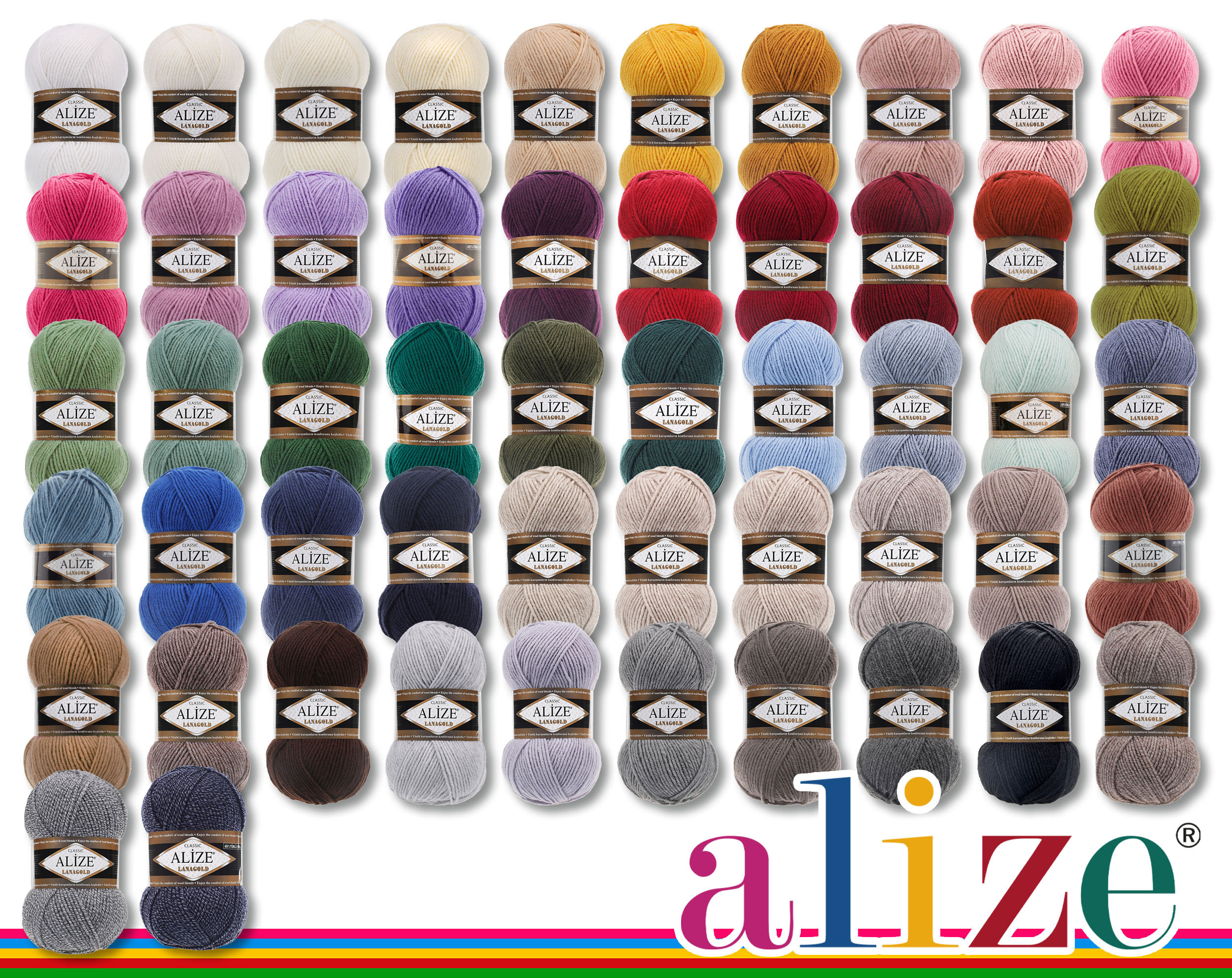 Alize 3 X 100g Lanagold Wool and Acrylic Yarn, Universal Solid