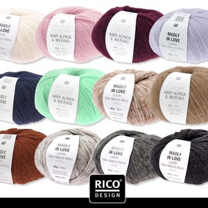 Rico Design 5 x 50 g Madly in Love Luxury Baby Alpaca & Merino Wolle Stricken Häkeln 12 Farben