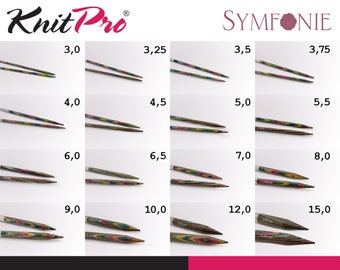 KnitPro Symfonie Interchangeable needle tips Normal length Wood lukewarm light robust Knitting 16 sizes