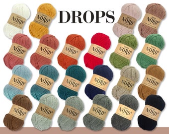 Drops 5 x 50 g Nord Alpaka Schurwolle Sockenwolle Babywolle Stricken Häkeln 23 Farben