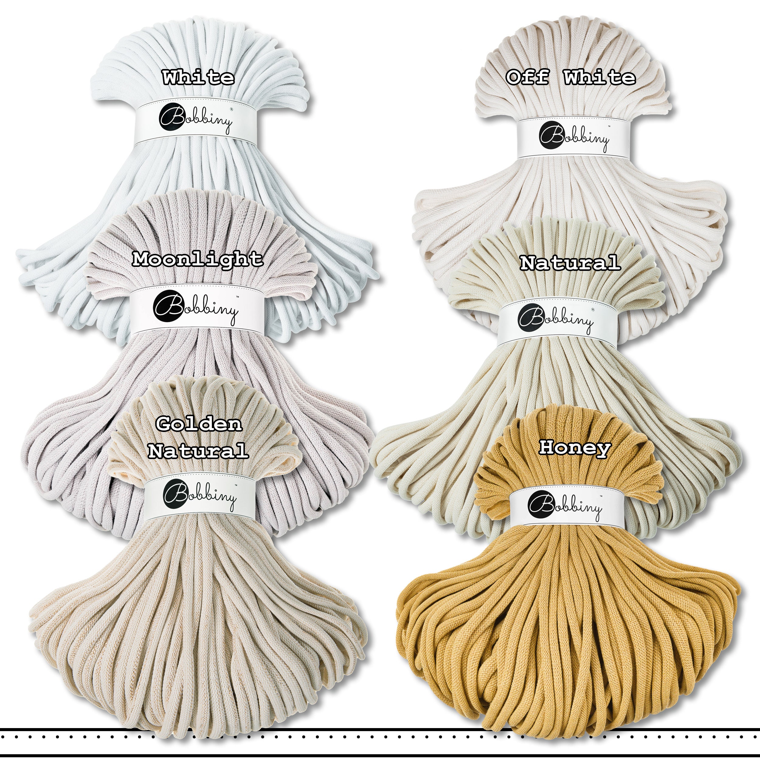 Bobbiny 100m Jumbo Braided Cord Ø 9mm Textile Yarn Moses Basket