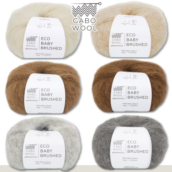 Gabo Wool 6 x 50 g Eco Baby Brushed 100% Baby Alpaka Gebürstet zur Auswahl Qualität