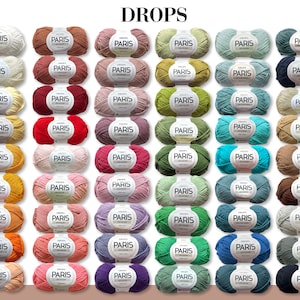 Drops 50 g Paris Coton Été Fil Bébé Fil Basic Fil Oeko-Tex Standard 100 Tricot Crochet 54 Couleurs image 1