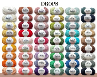 Drops 50 g Paris Algodón Verano Hilo Bebé Hilo Básico Oeko-Tex Standard 100 Tejer Ganchillo 54 Colores