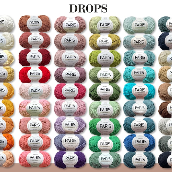 Drops 50 g Paris Baumwolle Sommergarn Babygarn Basicgarn Öko-Tex Standard 100 Stricken Häkeln 54 Farben