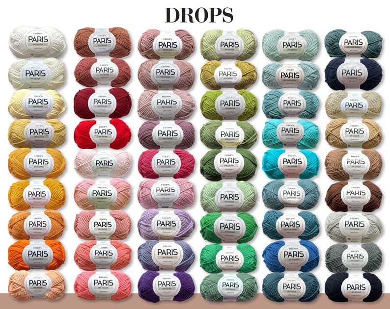 Drops 50 g Paris Coton Été Fil Bébé Fil Basic Fil Oeko-Tex Standard 100 Tricot Crochet 54 Couleurs image 1