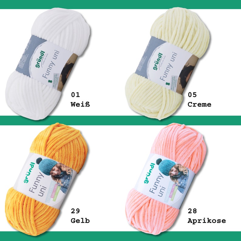 Gründl 100 g Funny Uni Knitting Crochet Chenille Yarn Cuddly Yarn Children's Fashion Amigurumi Cuddly Toys Scarves Polyester 25 Colors image 2