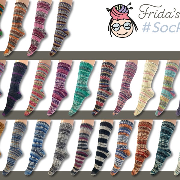 1 par de calcetines Frida's #socks calcetines de lana de punto mezcla merino-poliamida para hombre y mujer | 2 tallas (36-40 y 40-45) | 24 colores