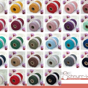 Cordoncino di cotone macramè da 100 m cordoncino di cotone ritorto Ø 3 mm 28 colori