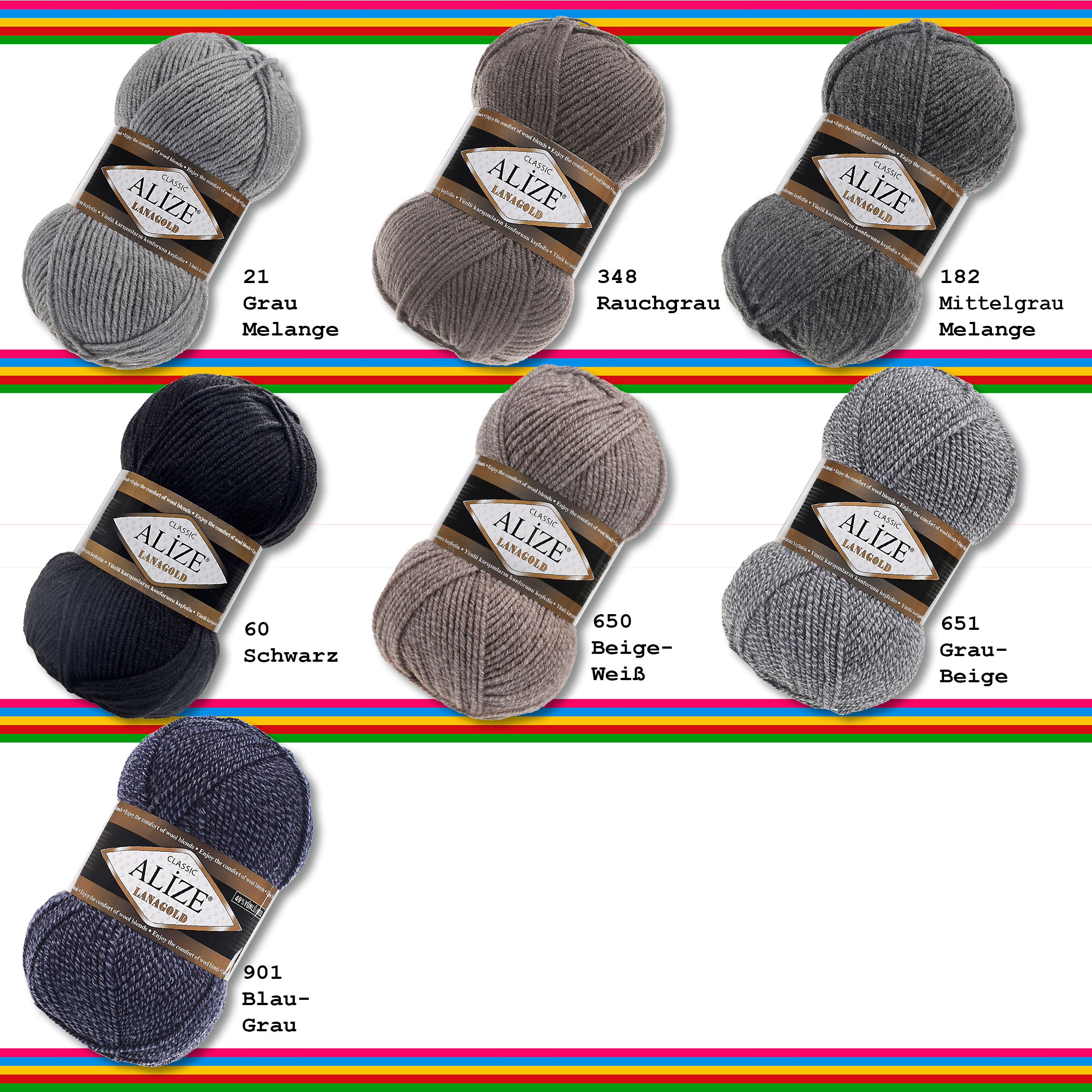 Alize Lanagold 800 Strickgarn – 5 Knäuel à 100g/800m, 49% Wolle/51% Acryl, Sehr Fein & Weich