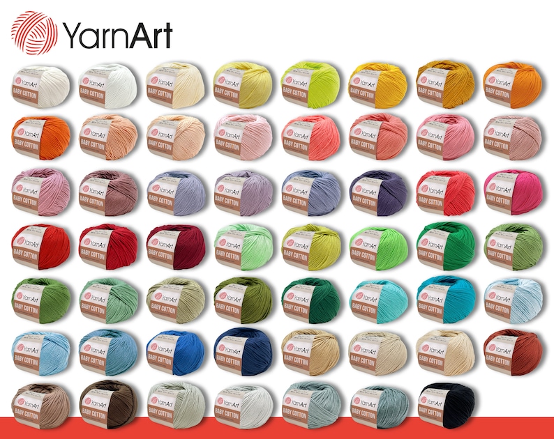 YarnArt 50 g Baby Cotton Wolle Garn Baumwolle Polyacryl Häkeln Stricken Babykleidung 55 Farben Bild 1