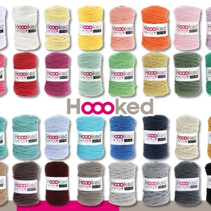 Hoooked 120 m Cinta XL 100% Reciclado Hilo Textil Gigante Cinta Bolsas de Hilo Cestas Pufs Accesorios para el Hogar Tejer Ganchillo 32 Colores