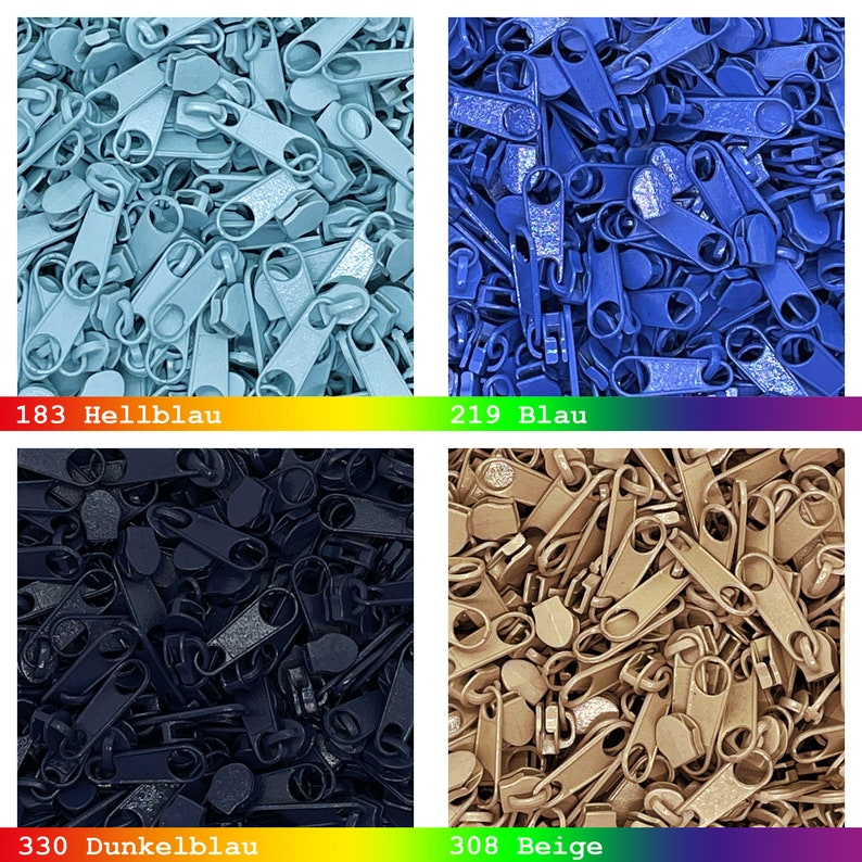 10 x Zipper für endlose Reißverschlüsse mit einer Kunststofflaufschiene von 3 mm 25 Farben Schieber Bild 6