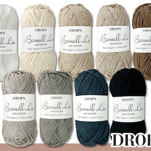 Drops 5 x 50 g Bomull-Lin katoenlinnen breihaakwolgaren 9 kleuren