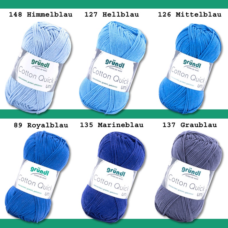 Gründl 50 g Cotton Quick uni tricot coton fil d'été fil pour bébé mercerisé facile d'entretien 45 couleurs image 8