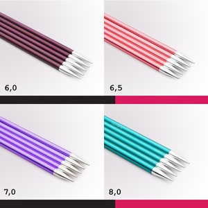KnitPro Zing Sockenstricknadeln 2 Längen 15 cm 20cm Nadelspiel glatte Oberfläche leicht verschiedene Farben Stricken 16 Größen Bild 5