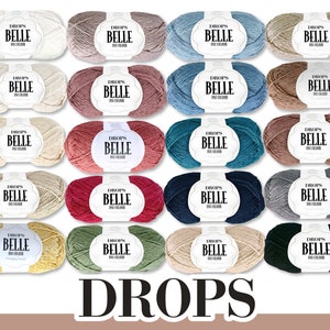 Drops 50 g Belle Wool Cotton Linen Viscose Summer Yarn Baby Yarn Basic Yarn Oeko-Tex Standard 100 Knitting Crochet 20 Colors