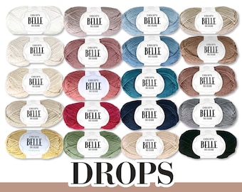 Drops 50 g Belle Wolle Baumwolle Leinen Viskose Sommergarn Babygarn Basicgarn Öko-Tex Standard 100 Stricken Häkeln 20 Farben