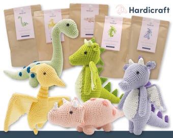 Hardicraft Crochet Set Jurassic Dinosaur Cotton Amigurumi Toy Crochet 5 Figures