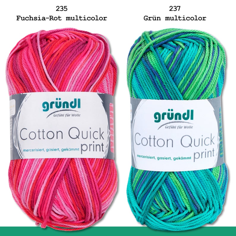 Gründl 50 g Cotton Quick Print Baumwolle Sommerwolle Wolle Garn Häkeln Stricken 16 Farben Bild 7