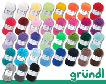 Gründl 10 x 50 g Lisa Premium uni Stricken Häkeln Wolle Garn Polyacryl Pullover Mützen Schals 35 Farben