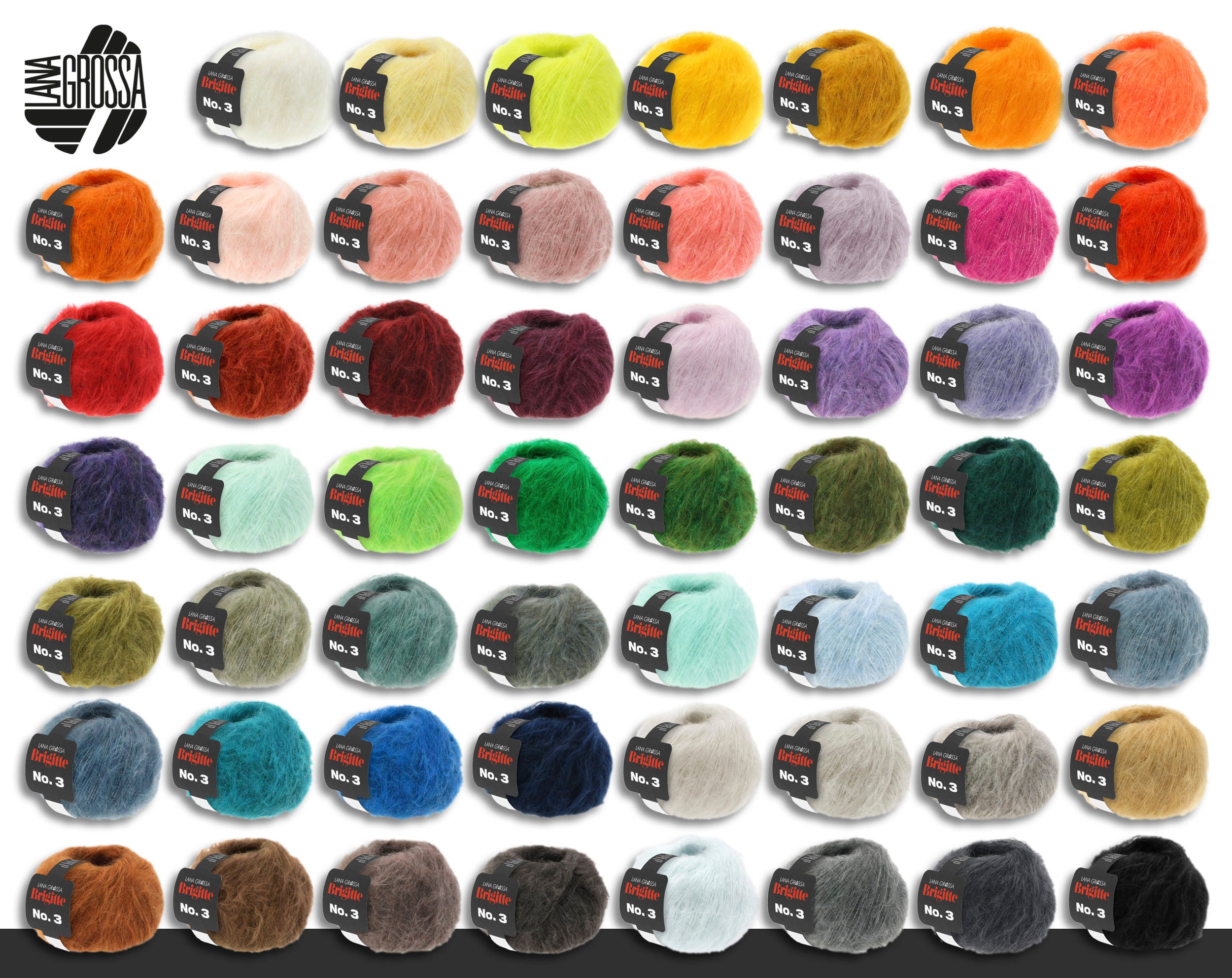 Lana Grossa 5 X 25 G Brigitte No. 3 Mohair Blend Mohair Virgin Wool  Polyamide Wool Yarn 49 Colors 